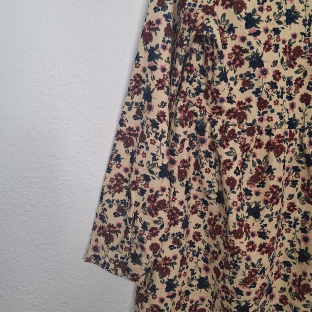 Umgee Floral Corduroy Dress Sz S Button Front Babydoll Western Boho Cowgirl - Picture 8 of 16
